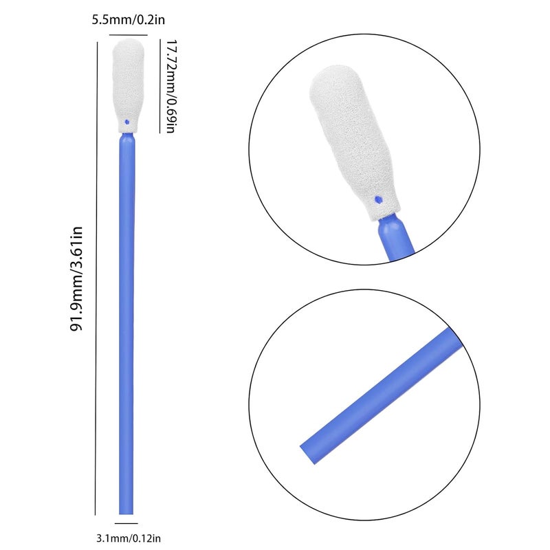 JJOVCE 200 Pieces Foam Cleaning Swabs，3.66" Foam Tips Sponge Sticks for Lab, Dust-Free Cleaning Sponge Tip Swabs for Printer Heads, Scanners, Camera Lenses and Cleaning Guns - Blue - Image 2